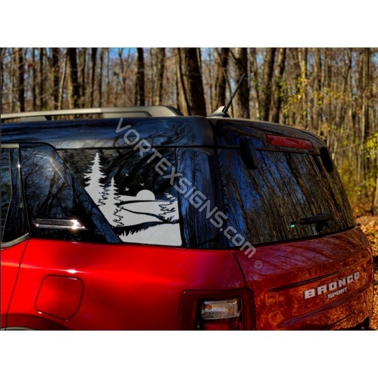 Ford Bronco Sport Forest trees quarter panel rear window vinyl decal