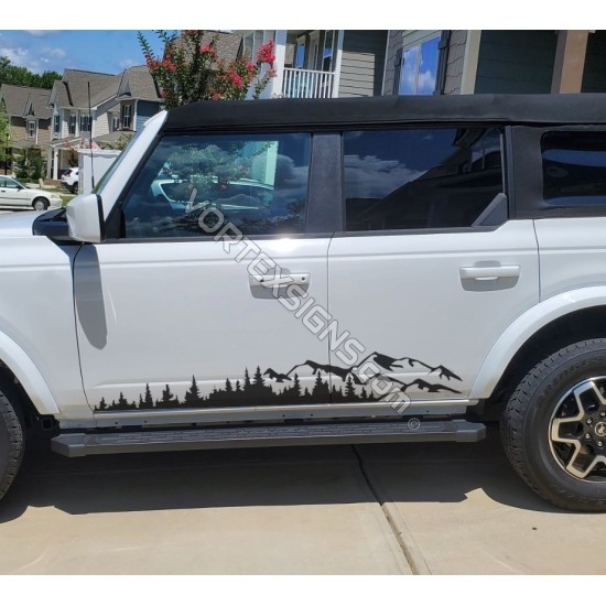 Trees mountain peak decals graphics for 6G Ford Bronco full size