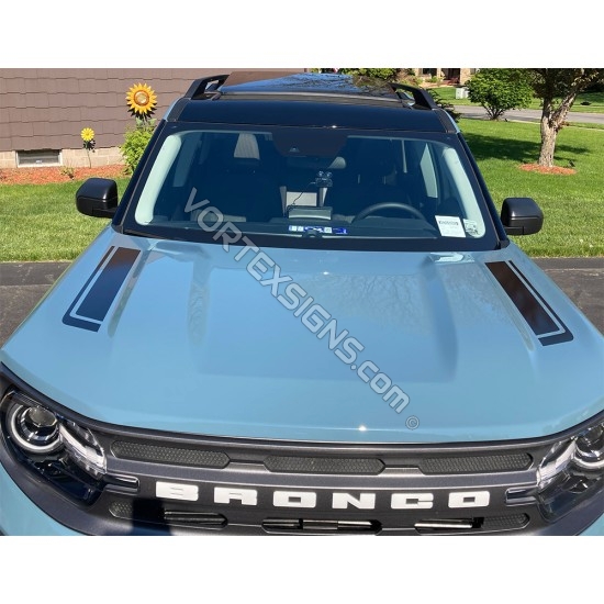 Matte Black Hood Stripes Vinyl Graphics Kit For Ford Bronco Sport 2021-2024 - Oracal