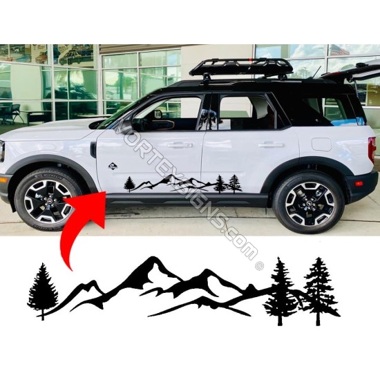 Trees and mountains for Ford Bronco Sport body decal sticker