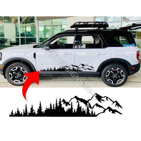 Trees and mountains for Ford Bronco Sport body decal sticker