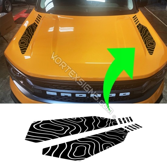 topographic hood stripe for ford bronco sport