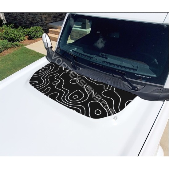 Hood bump topographical design decal sticker for 6G Ford Bronco sticker