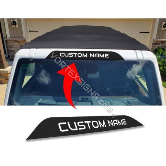 above windshield banner with trim name