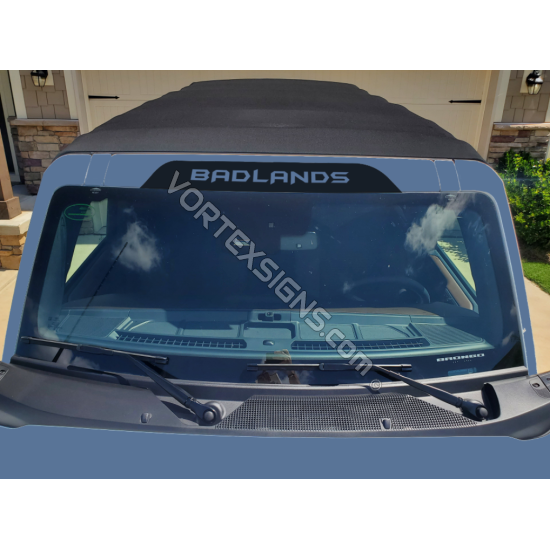 above windshield banner with trim name