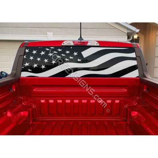 Ford Maverick window wavy American flag decals