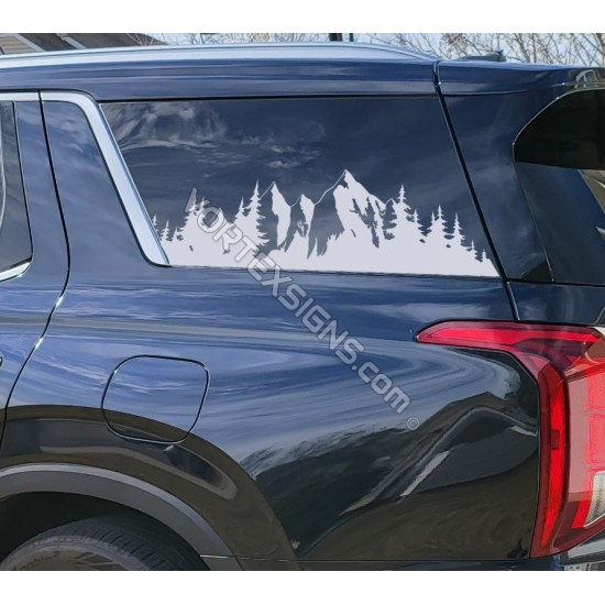 Hyundai Palisade trees mountains rear window graphics