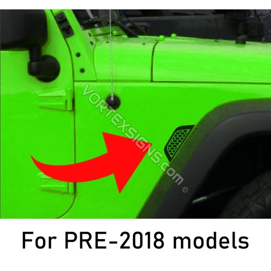 2016 2017 2018 Jeep Wrangler Fender vent accent decal graphics Jeep Wrangler Fender vent accent decal sticker accent