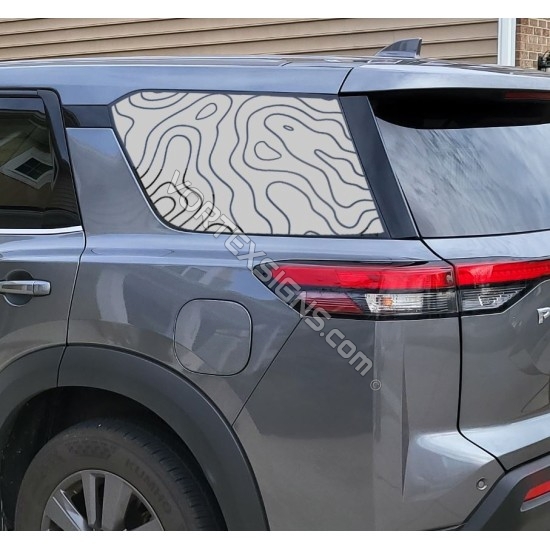 2022-2025 Nissan Pathfinder topographic lines window decal