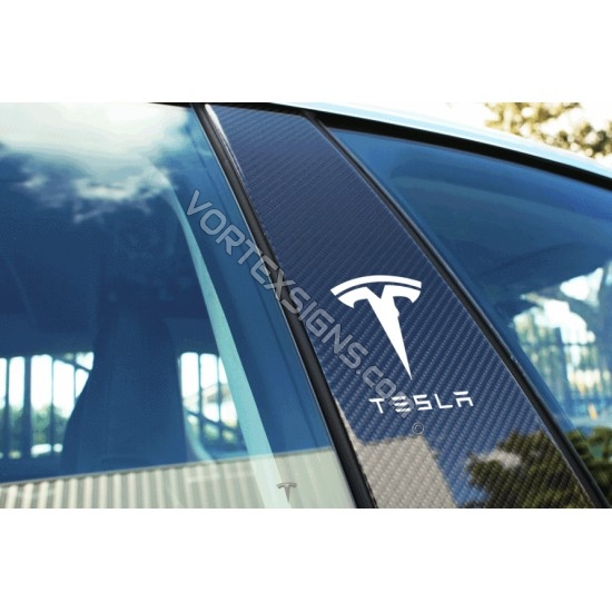 TESLA pillar logo sticker