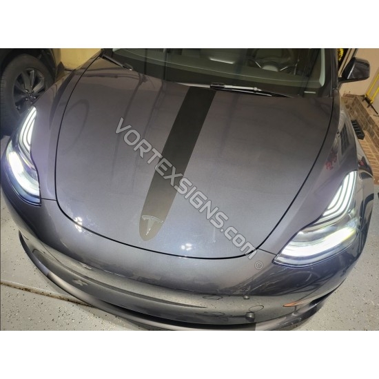 tesla model 3 hood stripe like a porsche