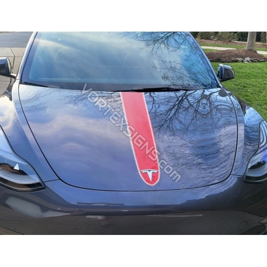 tesla model 3 hood stripe like a porsche