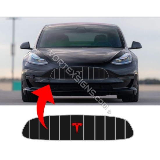 Model 3 & Model Y bumper grille decal (Maserati Style) sticker