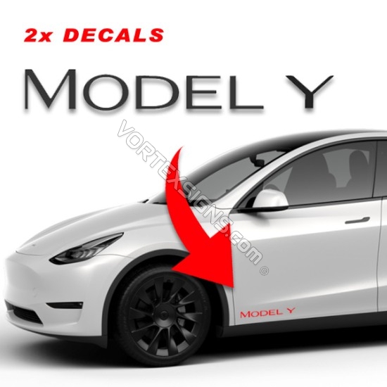 Tesla Model Y Decals for exterior of the car