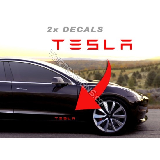 tesla door panel text sticker