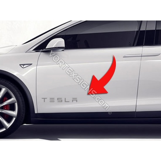 tesla door panel text sticker