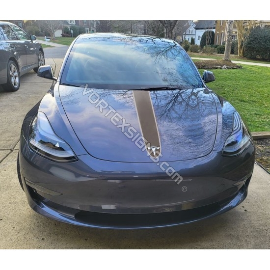 tesla model 3 hood stripe like a porsche