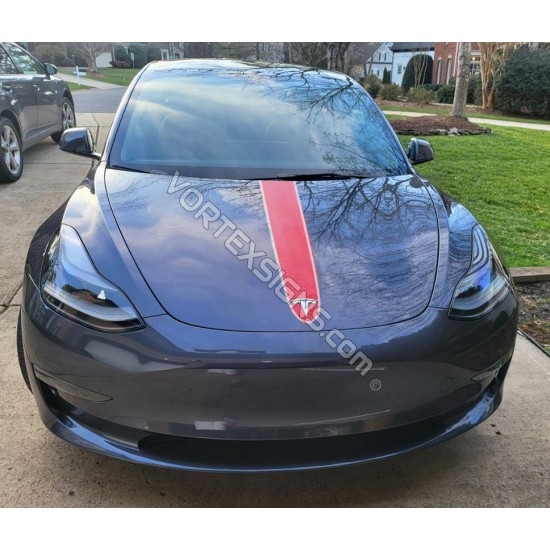 tesla model 3 hood stripe like a porsche