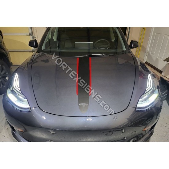 tesla model 3 hood stripe like a porsche