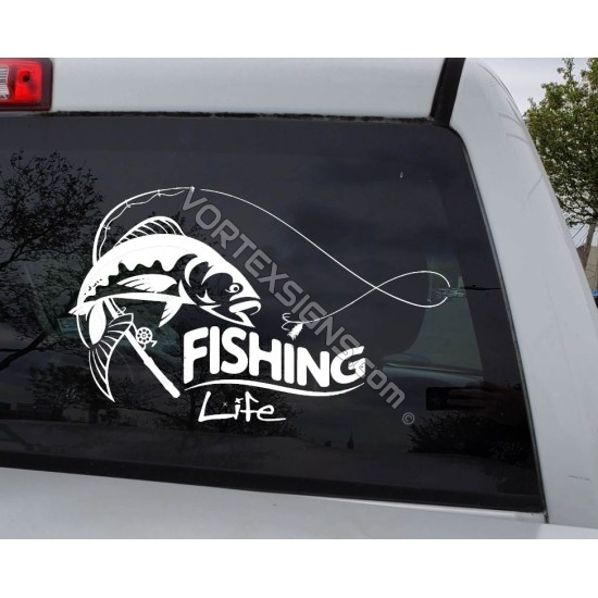10x Fish On Decals Stickers Fishing Saltwater Freshwater car Truck Windows  (Black)