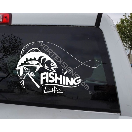 Fish on Fishing Decal Sticker for Car Truck SUV Van Window Wall