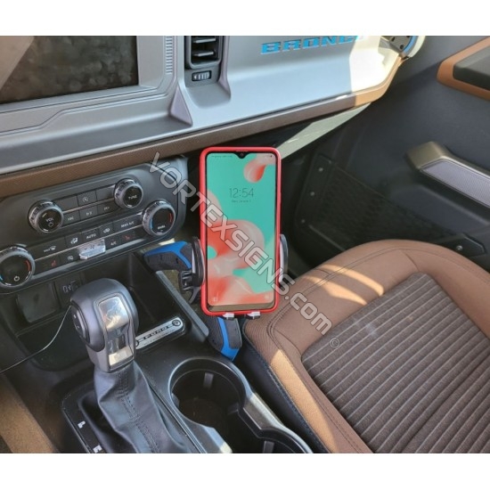 phone accessory holder for interior of a new bronco