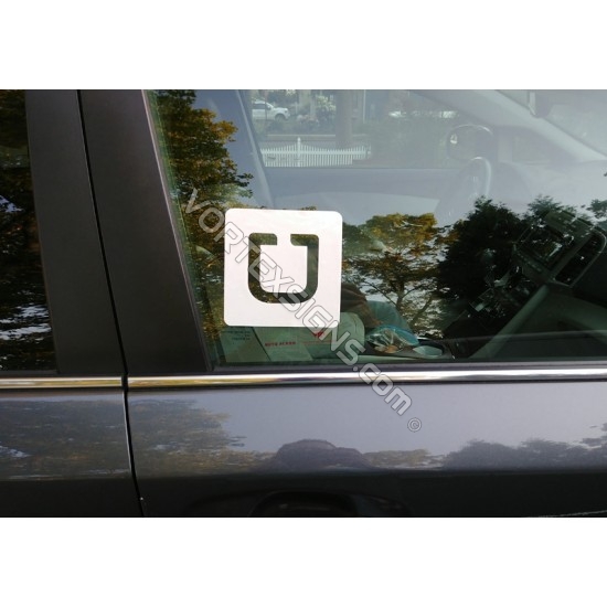 5 inch UBER Square permanent white window decal UBER Square sticker for car windows