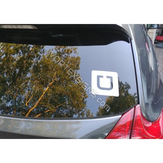 5 inch UBER Square permanent white window decal UBER Square sticker for car windows