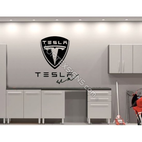 TESLA logo Garage Wall decal sign - v1 sticker