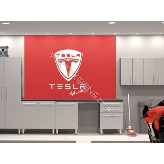 TESLA logo Garage Wall decal sign - v1 sticker