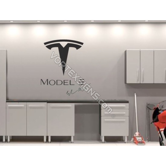 TESLA model 3  logo Garage Wall decal sign sticker